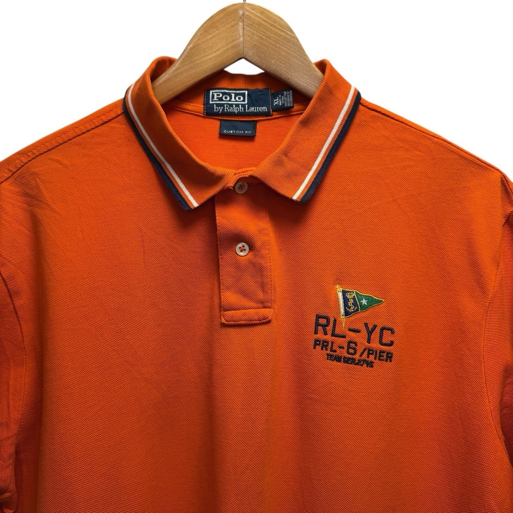 Polo Ralph Lauren Mens Sz XL Custom Fit Embroidered RL-YC PRL-6 Pier Orange Polo